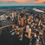 An aerial view of Boston